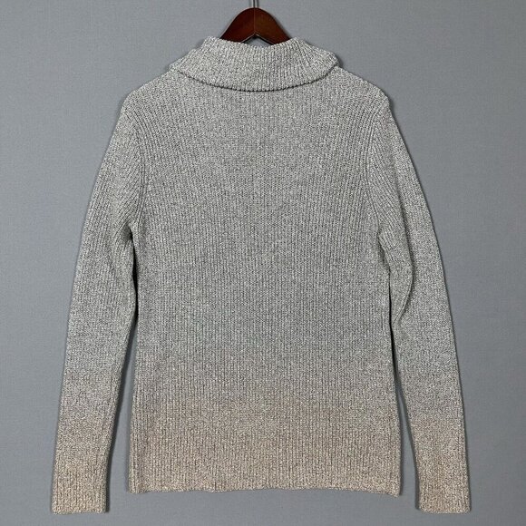 White House Black Market Silver Metallic Ombre Sweater Medium Cowl Neck Pullover - Picture 8 of 16